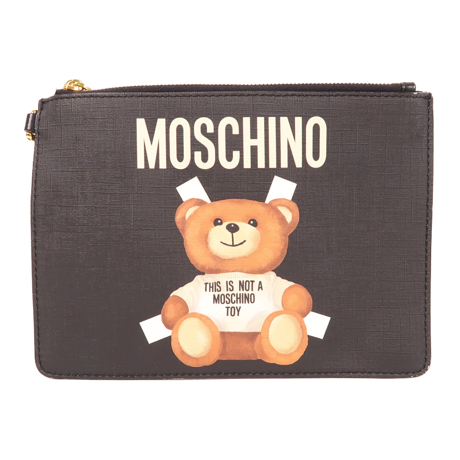MOSCHINO 皮革Pouch金扣手拿包
