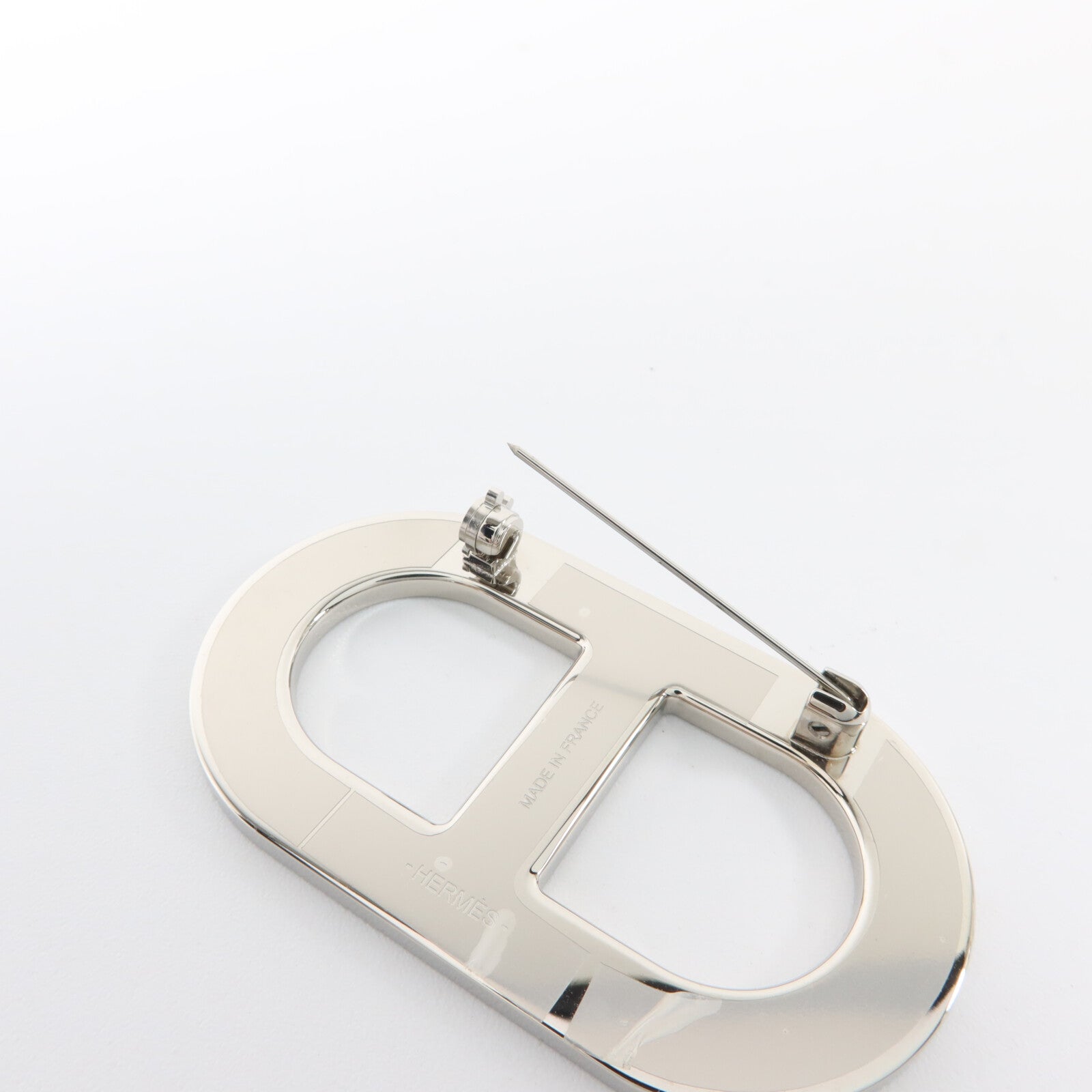HERMES Epsom皮革/金屬Chaine d'Ancre Brooch胸針