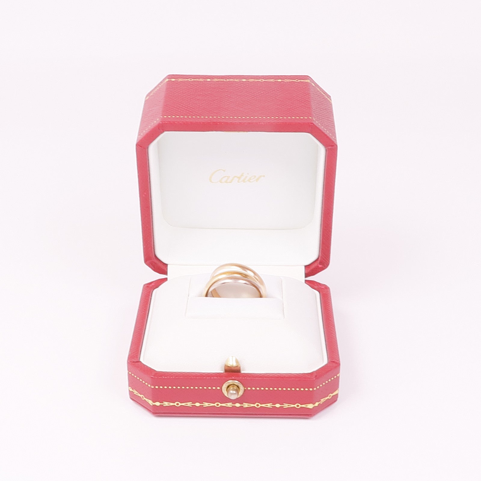 CARTIER 18K黃金/白金/玫瑰金Trinity戒指Cartier#52/US#6