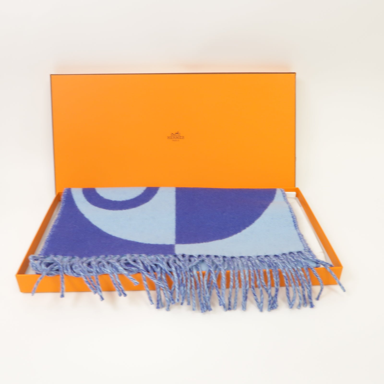 HERMES 【激減優惠】Cashmere Scarf圍巾藍色