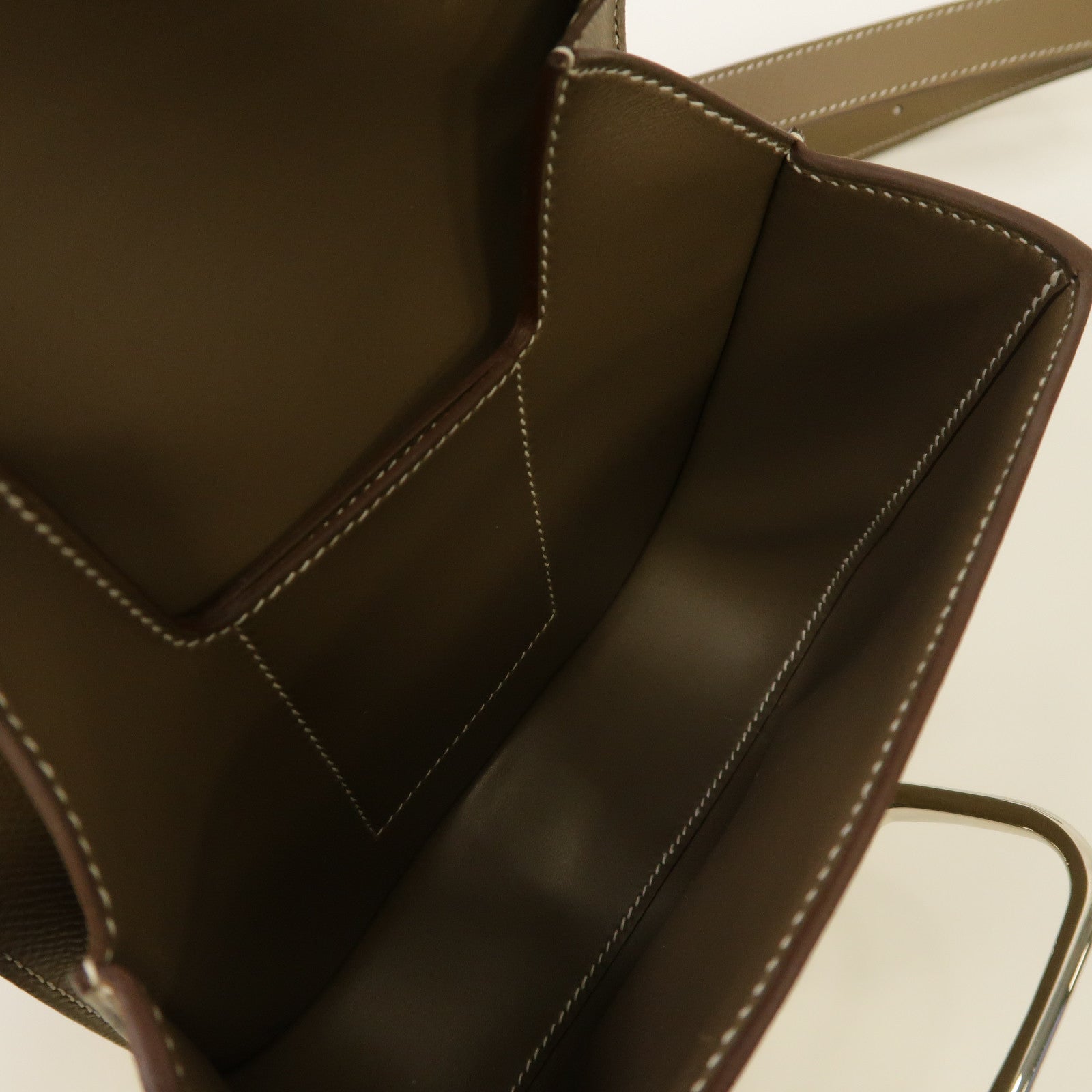 HERMES Epsom皮革Della Cavalleria Mini銀扣肩背袋經典駝色