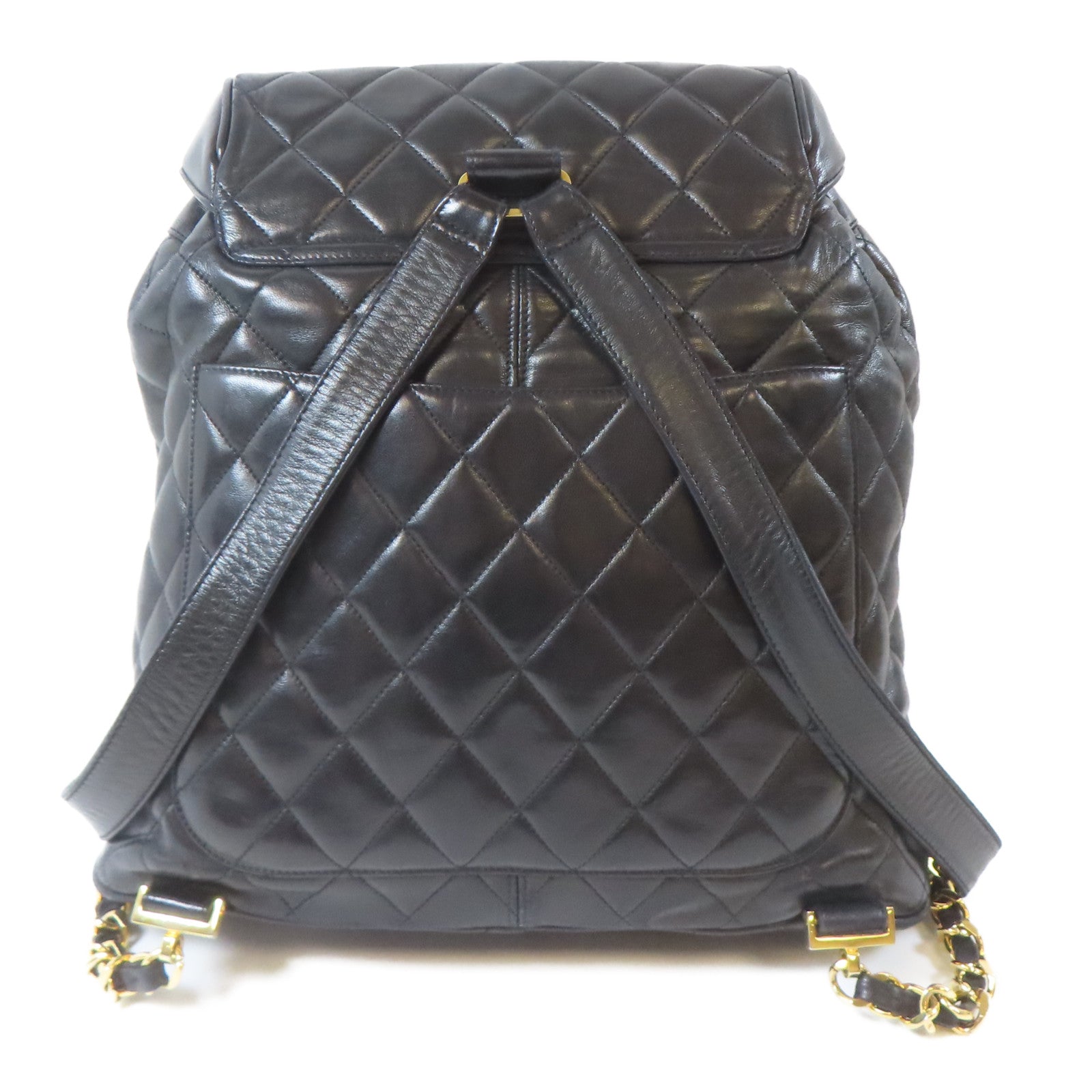 CHANEL 【激減優惠】菱格羊皮皮革Backpack金扣背包黑色