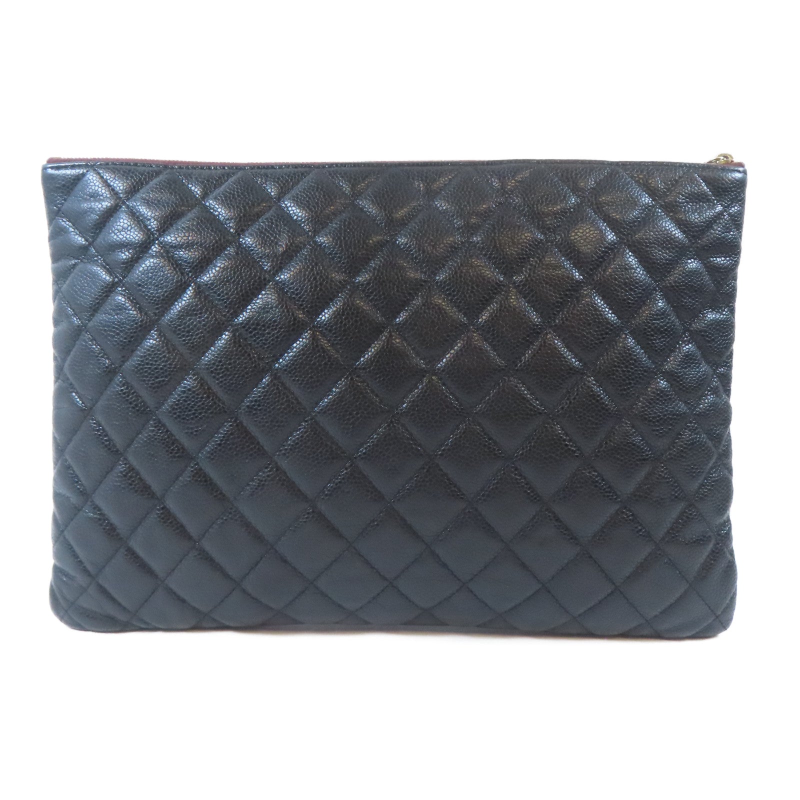 CHANEL 菱格Caviar皮革Classic Pouch金扣手拿包黑色