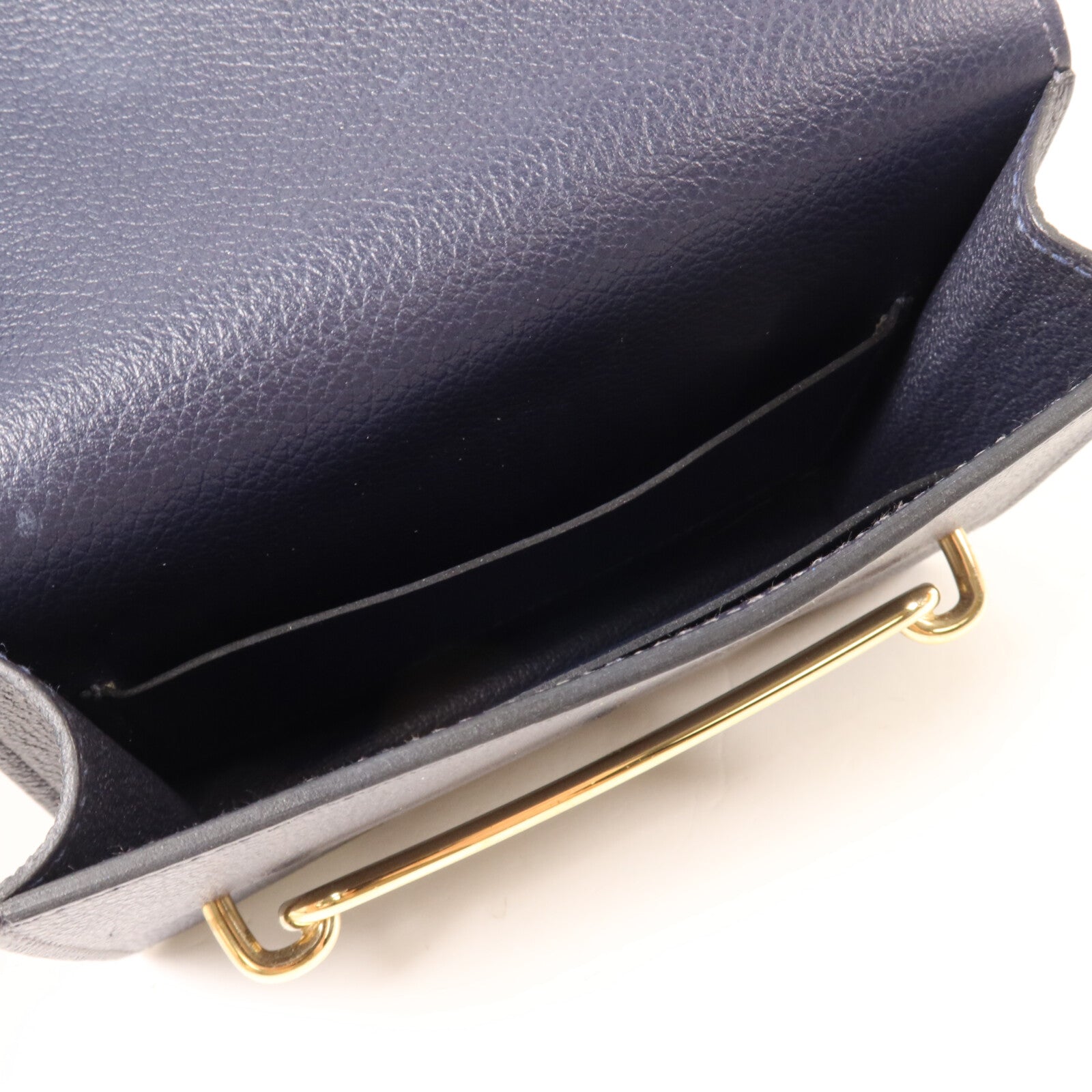 HERMES Evercolor皮革Roulis Slim Wallet錢包Bleu Nuit