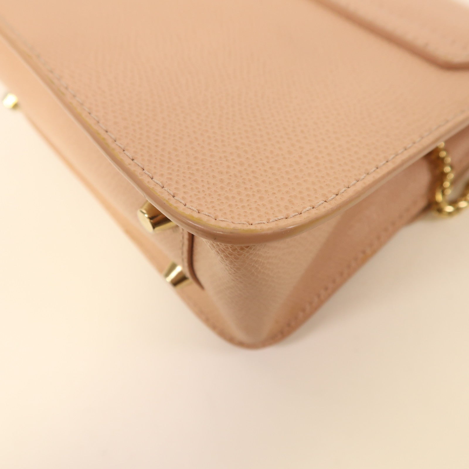 Furla 牛皮皮革Chain Shoulder金扣鏈帶肩背袋粉紅色