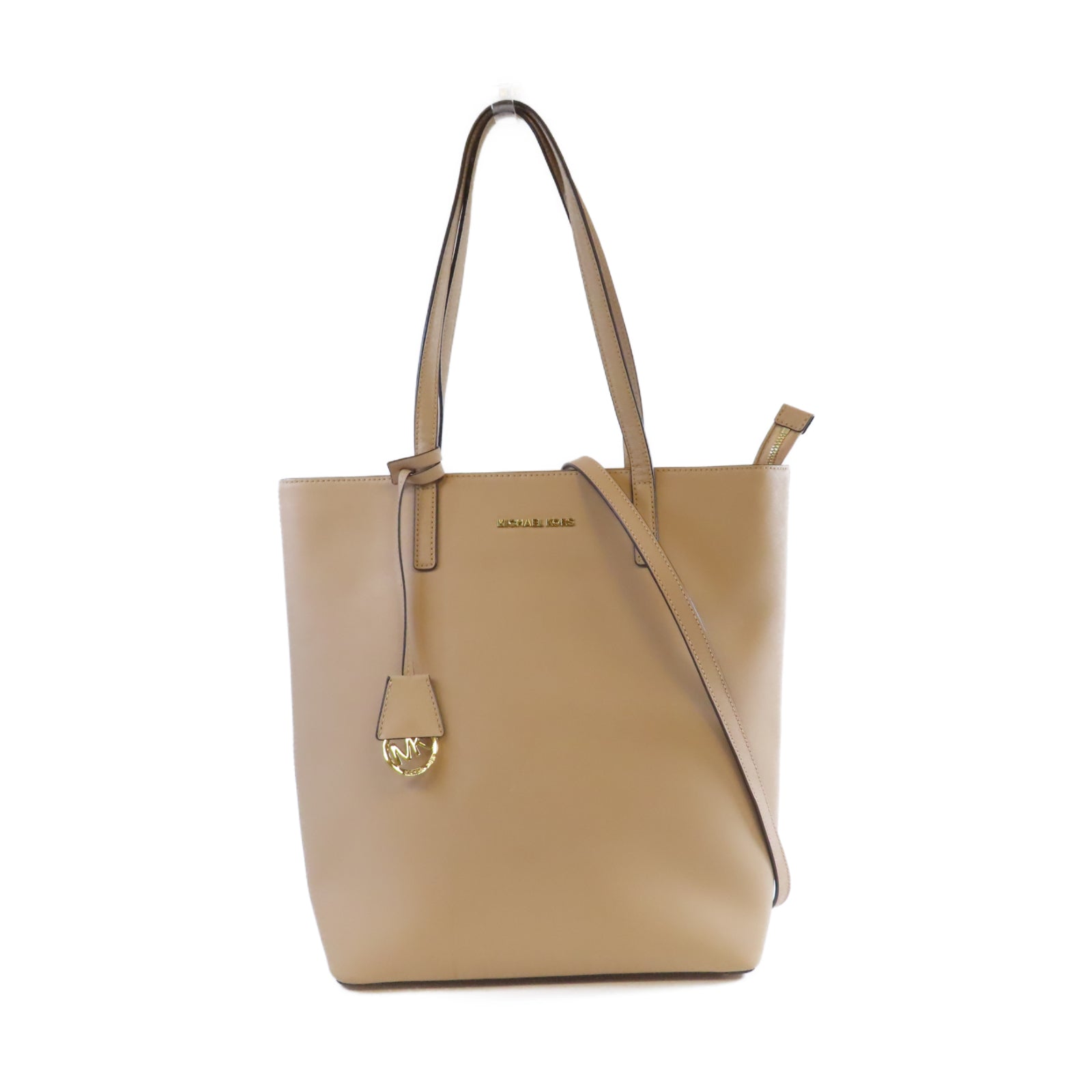 Michael Kors 【清倉大減價】牛皮皮革Shoulder Bag金扣手挽肩背兩用袋米色