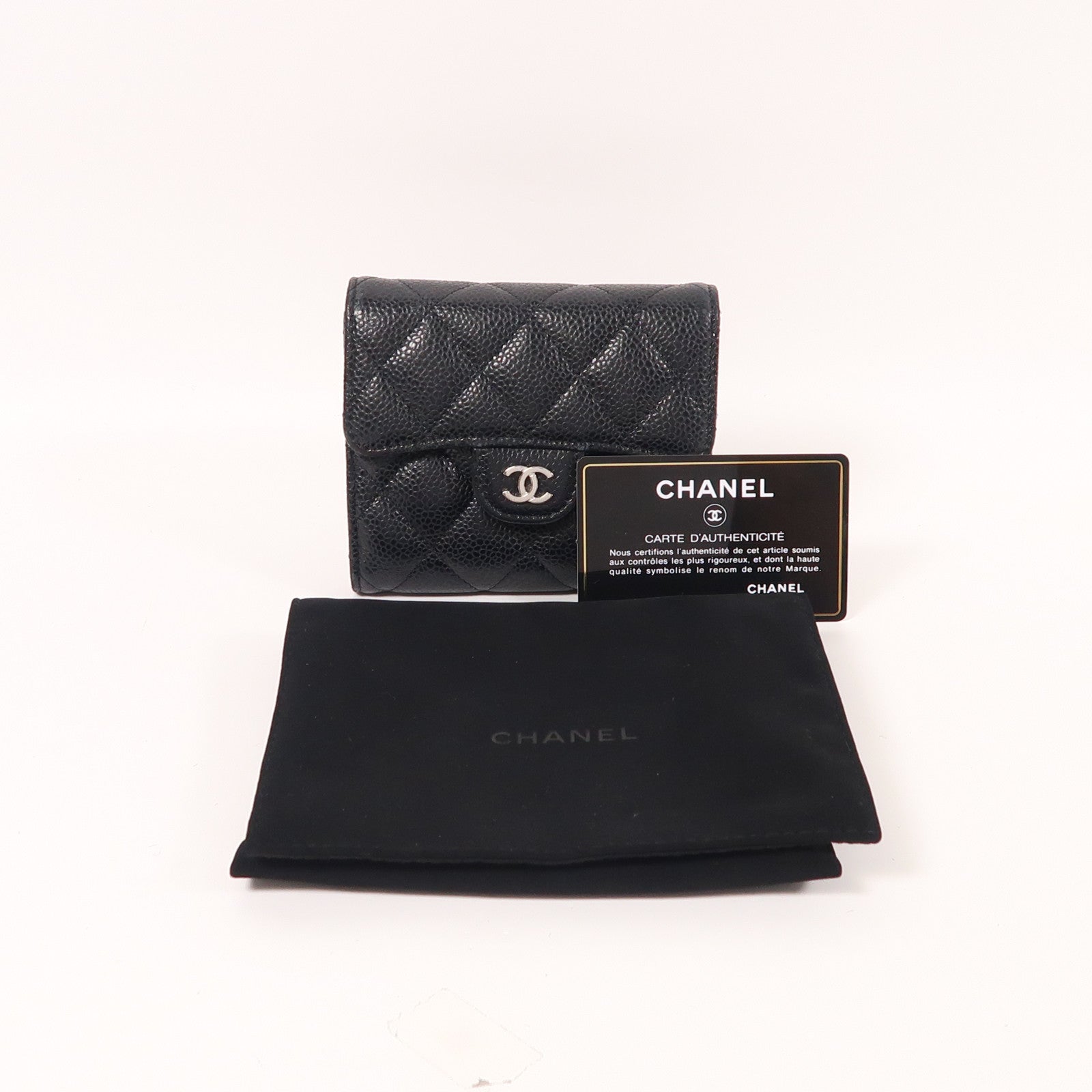 CHANEL 牛皮皮革Wallet銀扣錢包