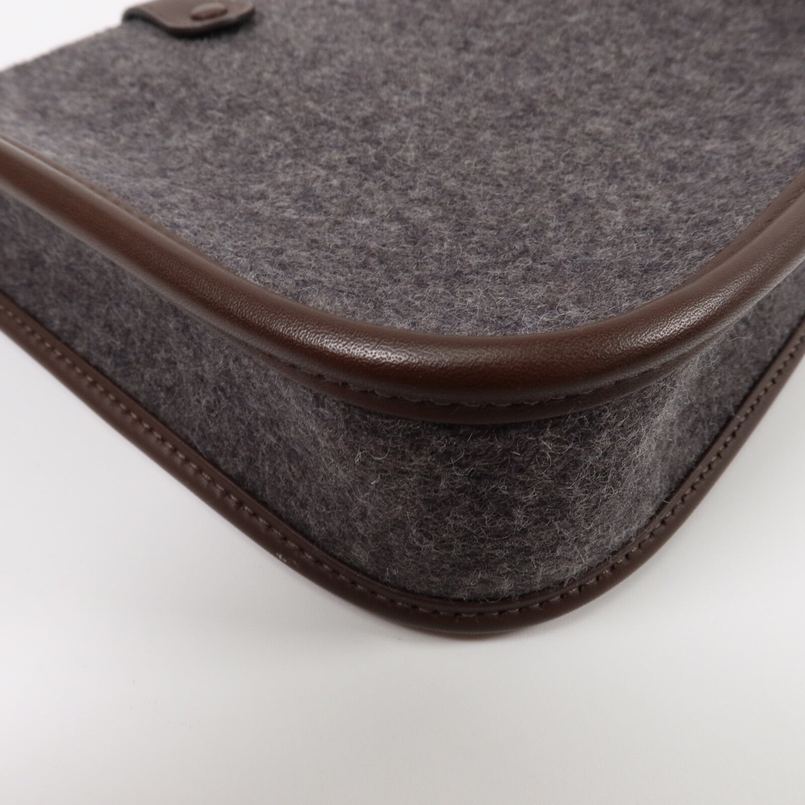 HERMES 羊毛/Swift皮革Evelyne TPM肩背袋Gris Moyen/Havane