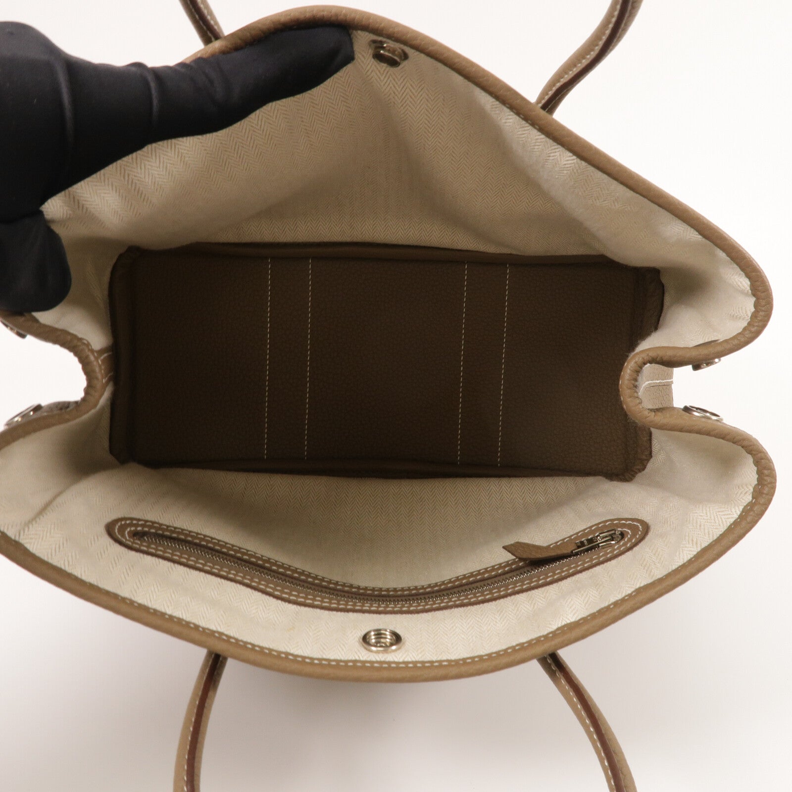 HERMES Negonda皮革Garden Party TPM手挽袋Etoupe
