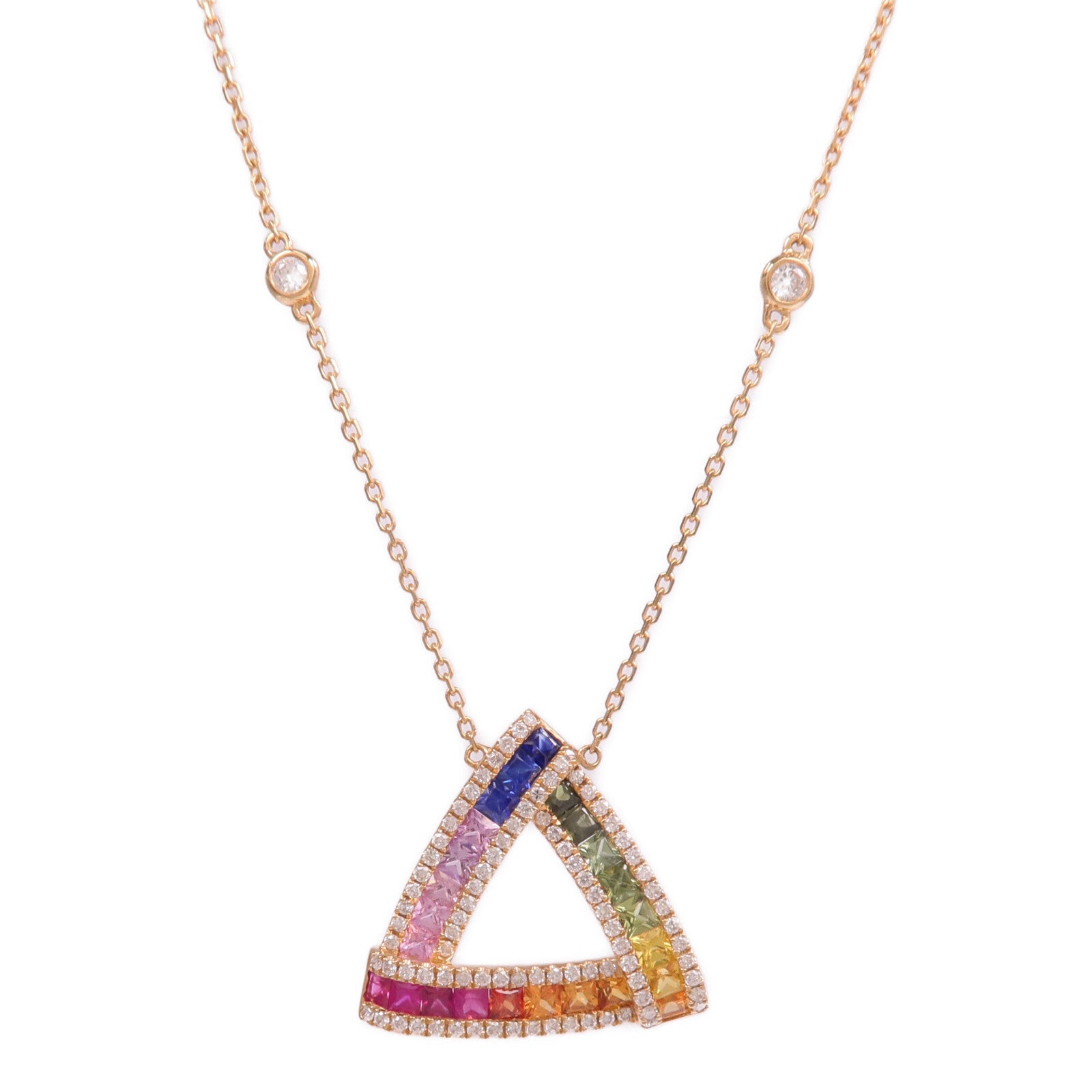 JEWELRY 18K玫瑰金Sapphire Diamond Necklace彩色藍寶石/鑽石項鍊