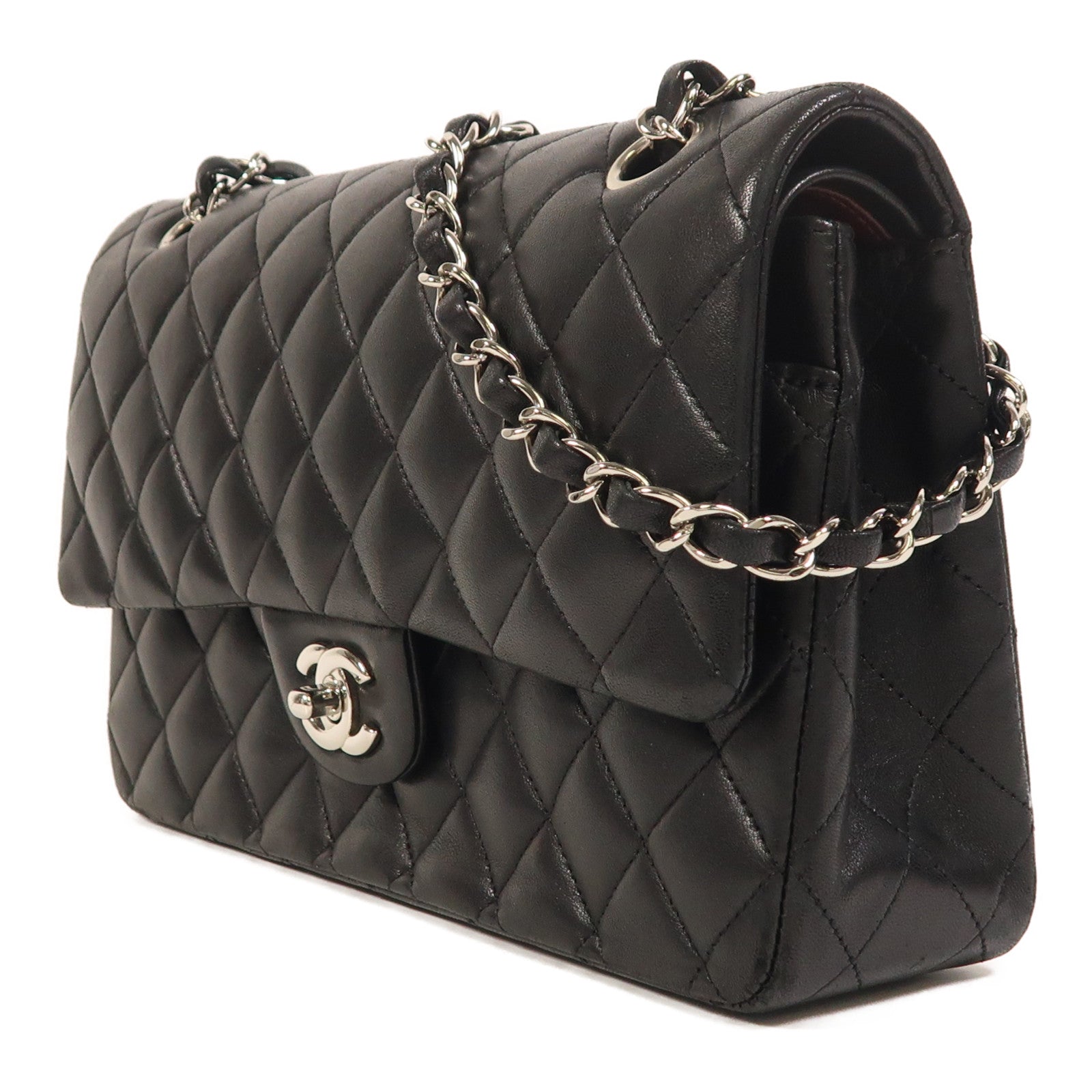 CHANEL 羊皮皮革Classic 25銀扣鏈帶肩背袋