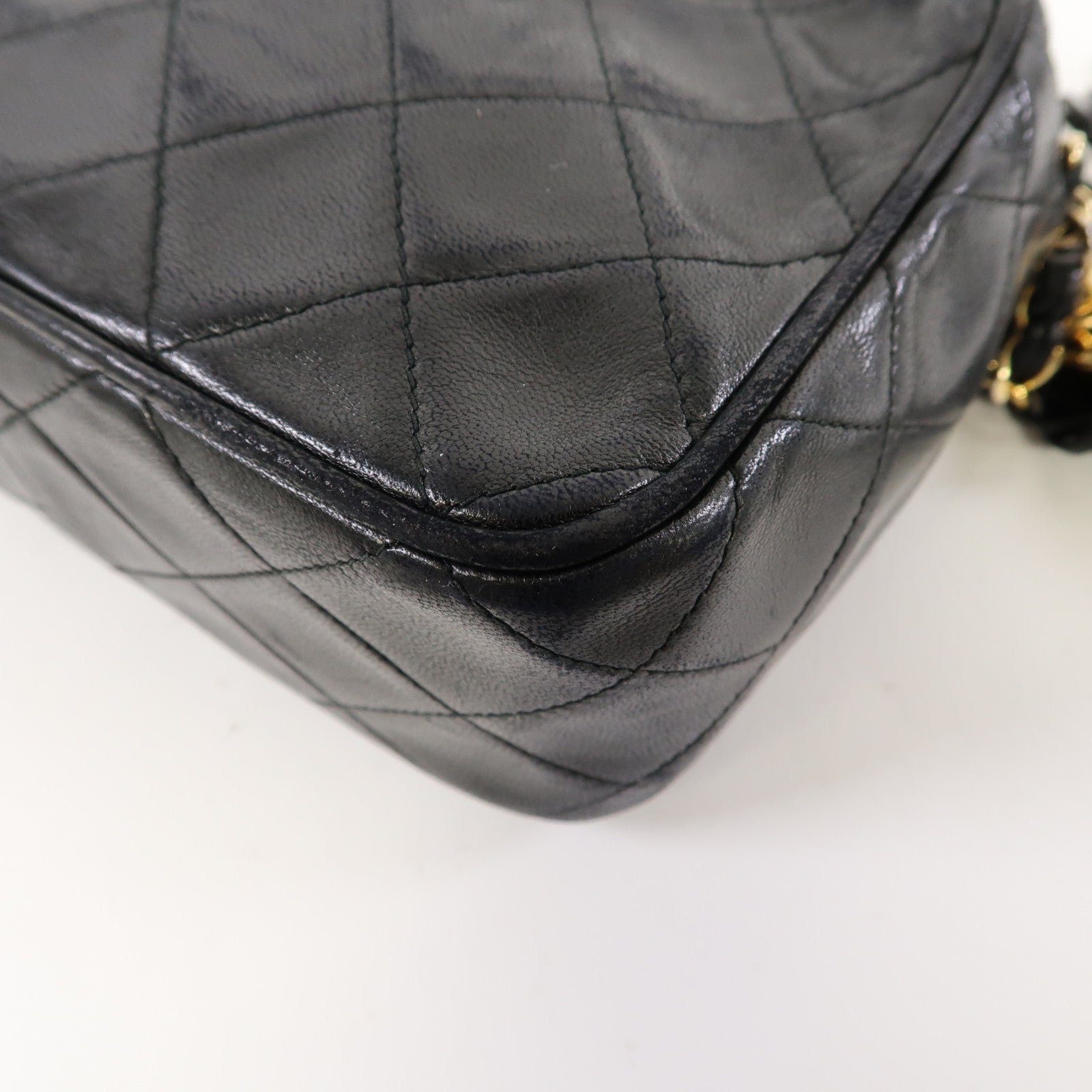 CHANEL 【激減優惠】菱格羊皮皮革Chain Shoulder金扣鏈帶肩背袋黑色