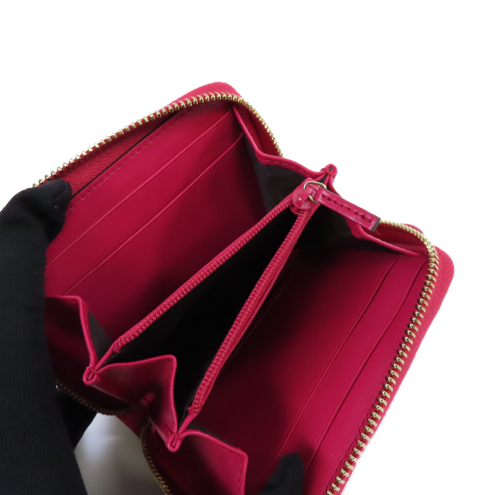 GUCCI 【激減優惠】塗層帆布Round Small Purse金扣拉鏈短錢包粉紅色