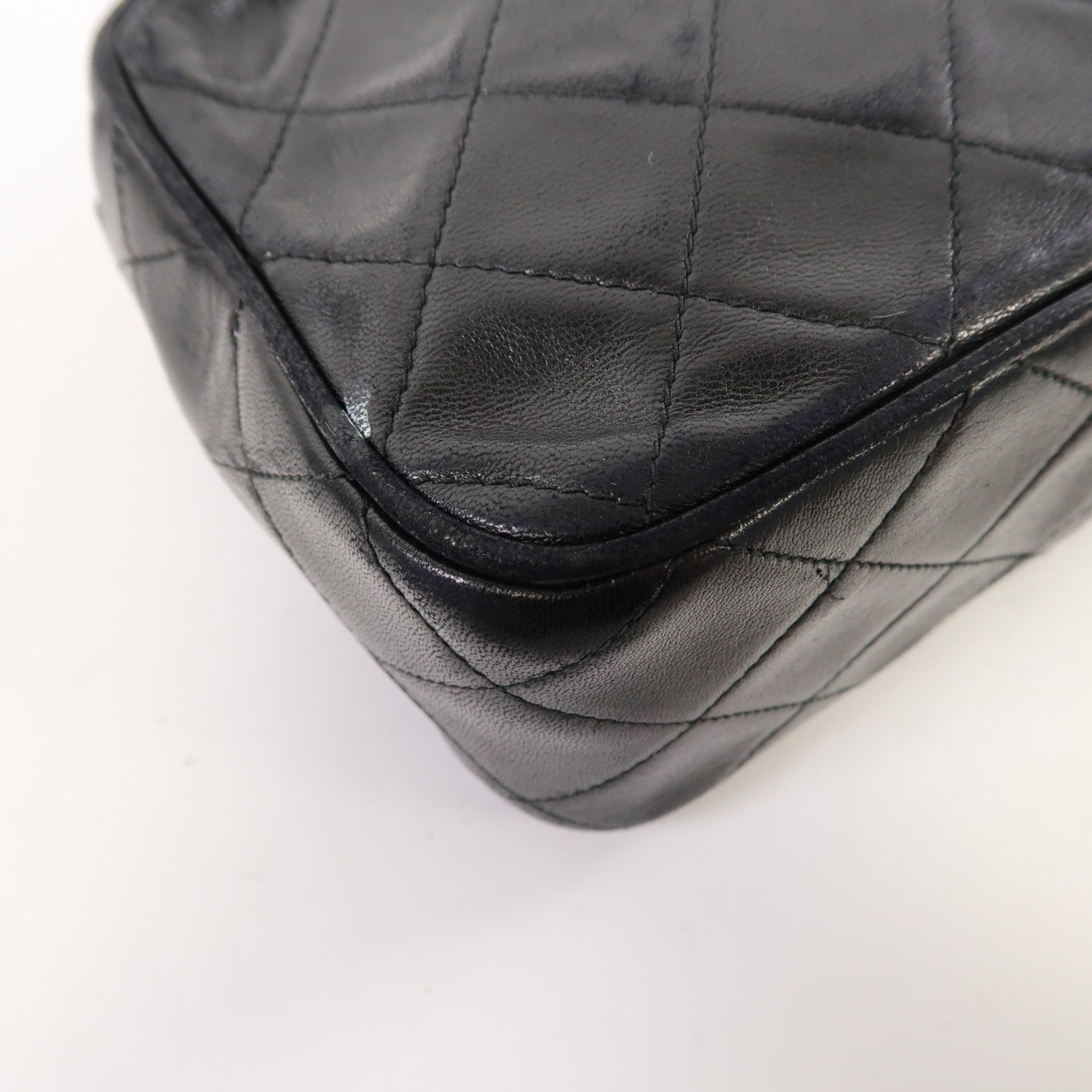 CHANEL 【激減優惠】菱格羊皮皮革Chain Shoulder金扣鏈帶肩背袋黑色