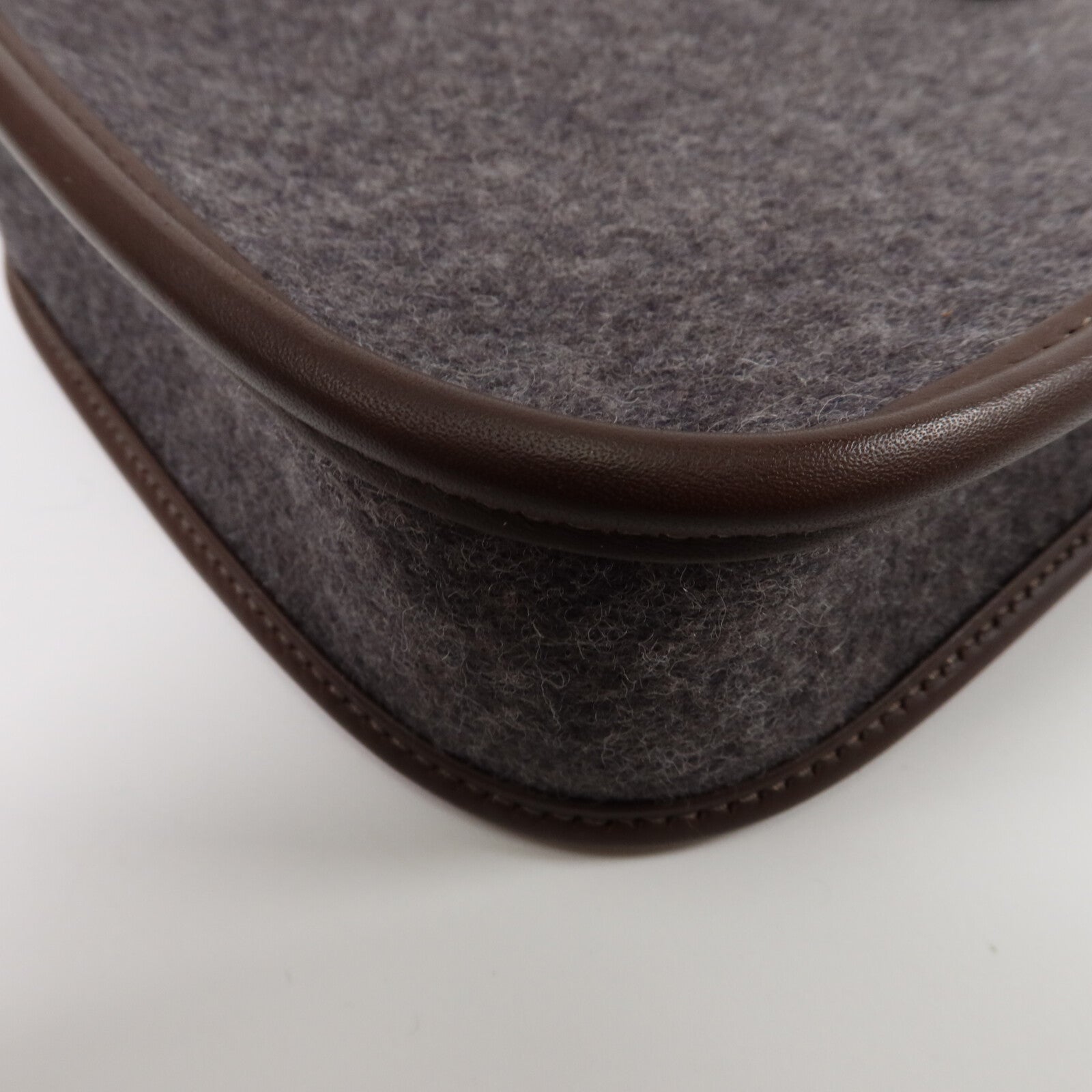 HERMES 羊毛/Swift皮革Evelyne TPM肩背袋Gris Moyen/Havane