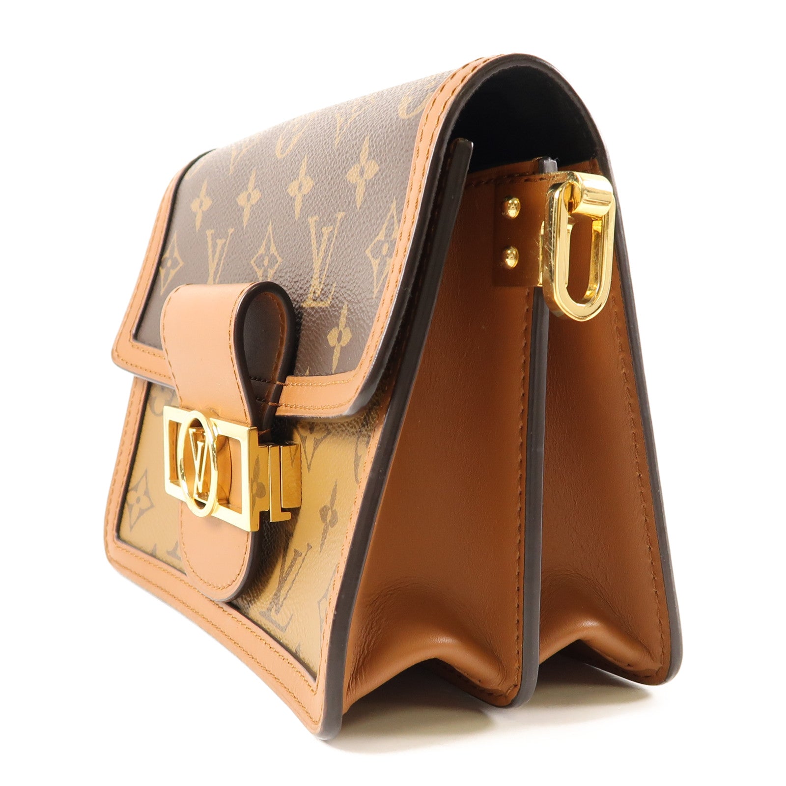 LOUIS VUITTON Monogrqam Reverse Mini Dauphine手挽肩背兩用袋棕色