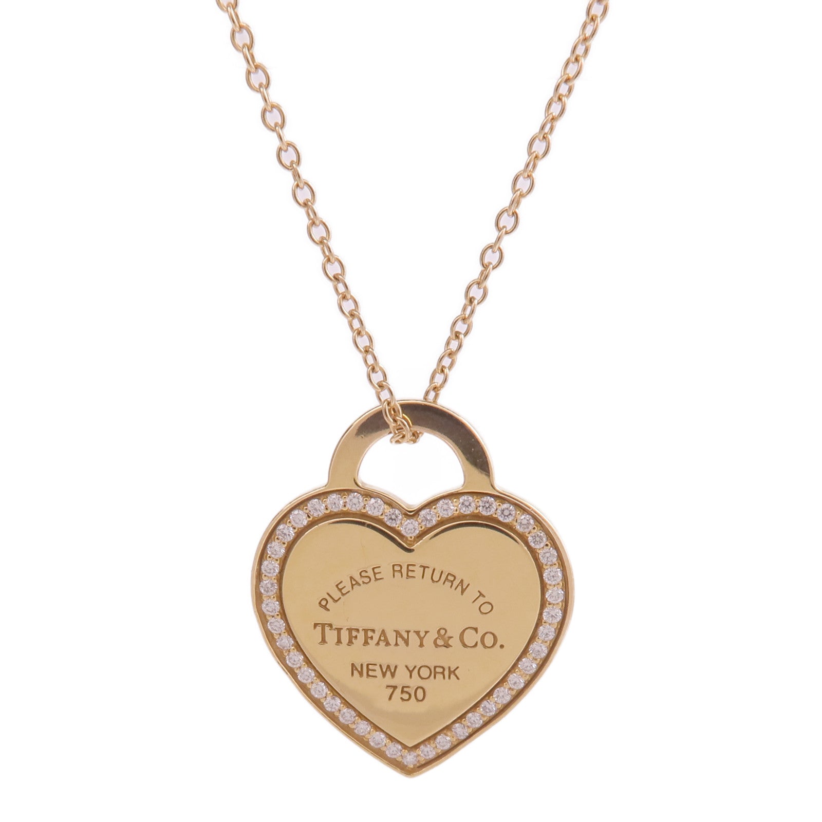 TIFFANY＆CO 18K黃金Return to Tiffany Heart Diamond鑽石項鍊