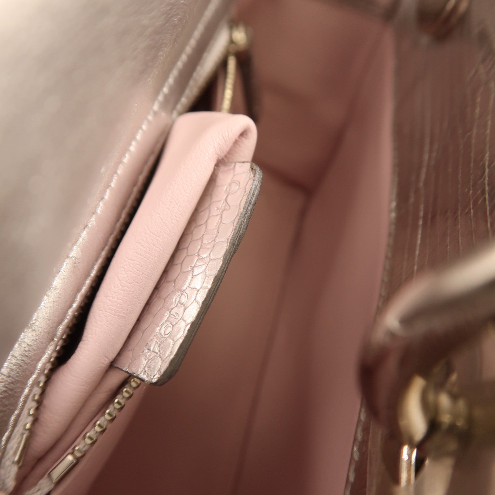 Dior 蜥蝪皮革Mini Dior銀扣手挽肩背兩用袋
