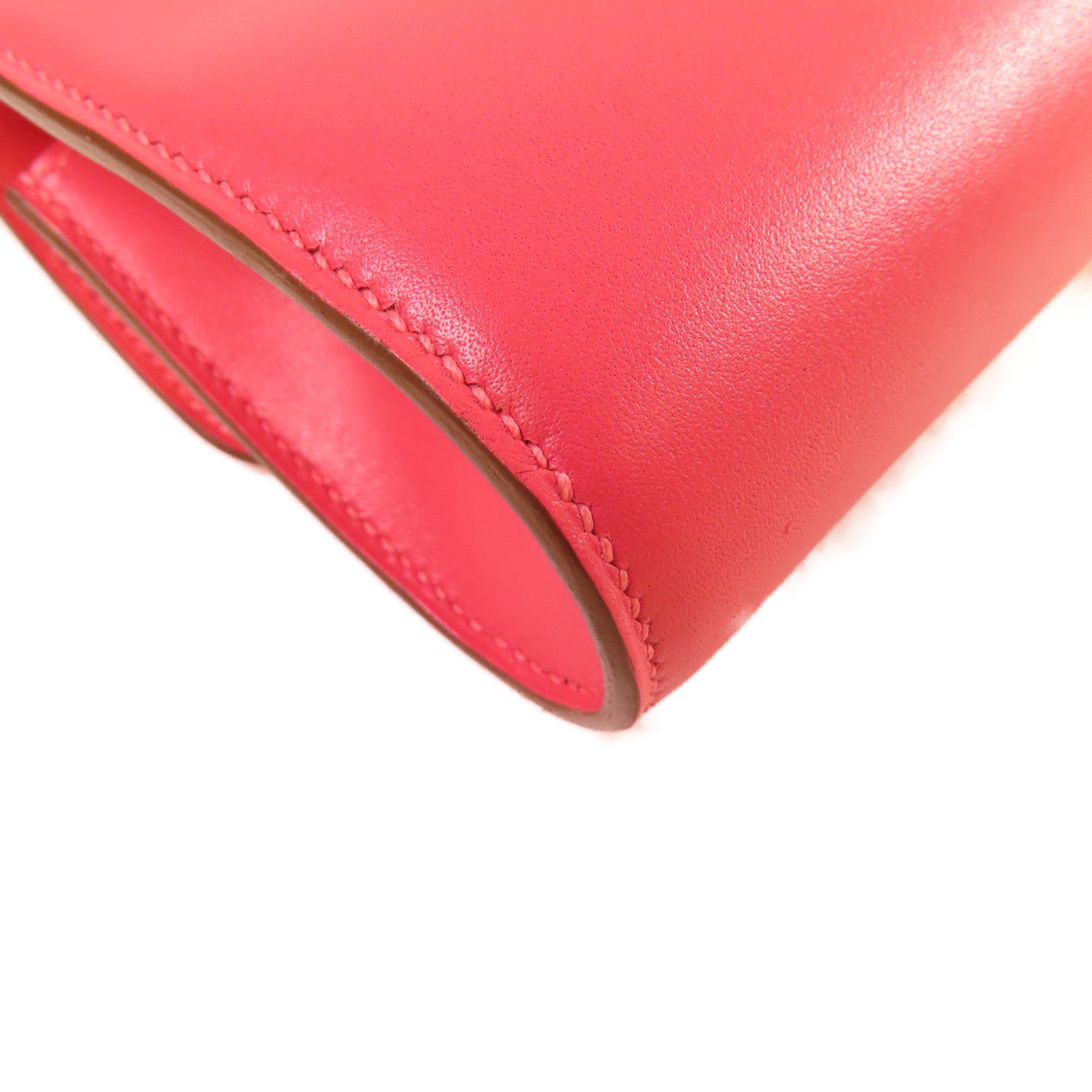HERMES Swift皮革Egee Clutch Bag金扣手拿包8W Rose Azalee/玫瑰杜鵑粉色