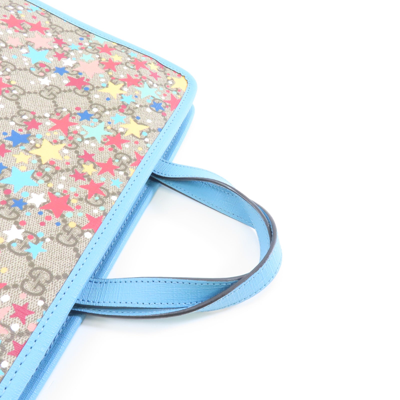 GUCCI 塗層帆布Handbag銀扣手挽袋啡色/藍色