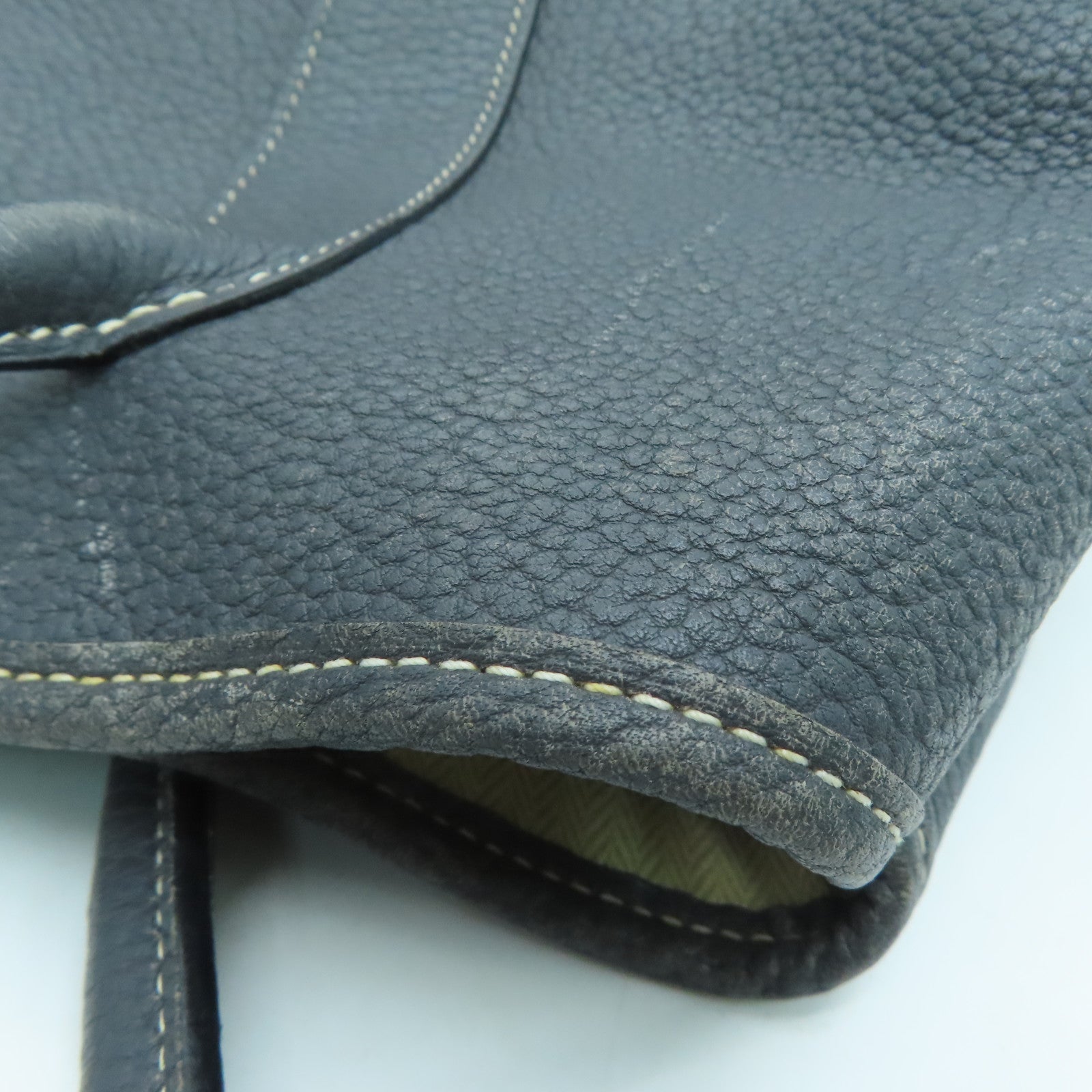 HERMES Negonda皮革Garden Party PM銀扣手挽袋灰色