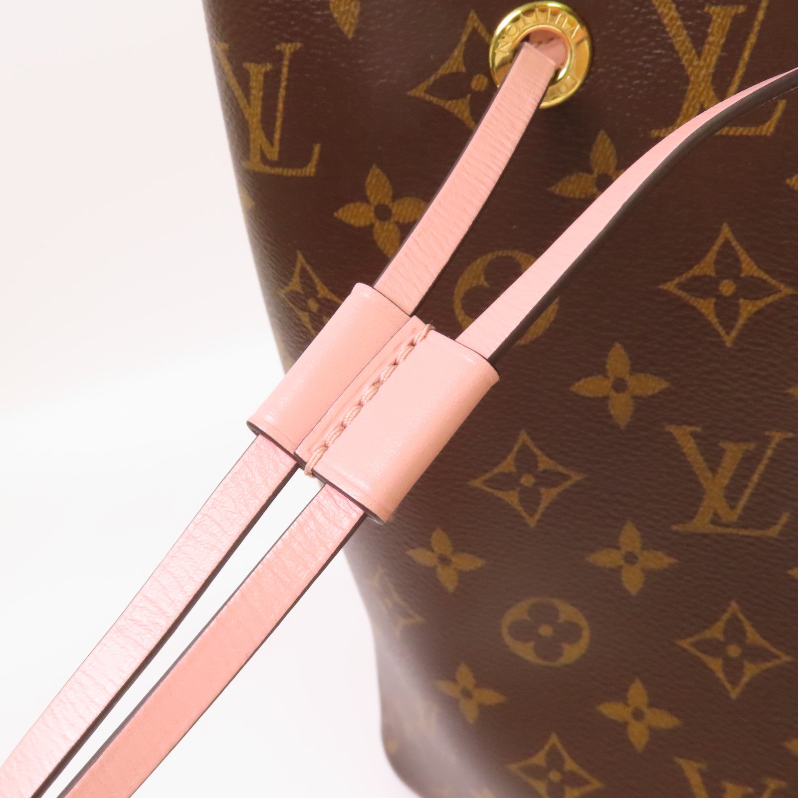 LOUIS VUITTON Monogram NeoNoe MM Shoulder Bag金扣肩背袋啡色/粉紅色