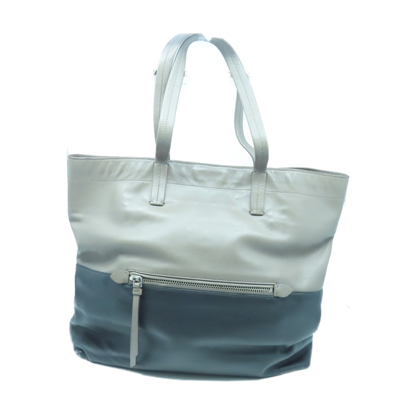Miu Miu 【激減優惠】牛皮皮革Tote Bag銀扣手挽袋黑色/灰色