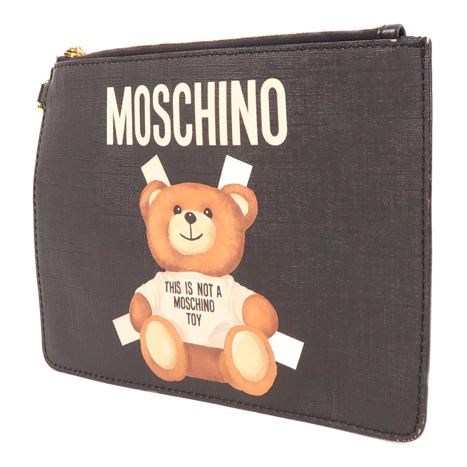 MOSCHINO 皮革Pouch金扣手拿包