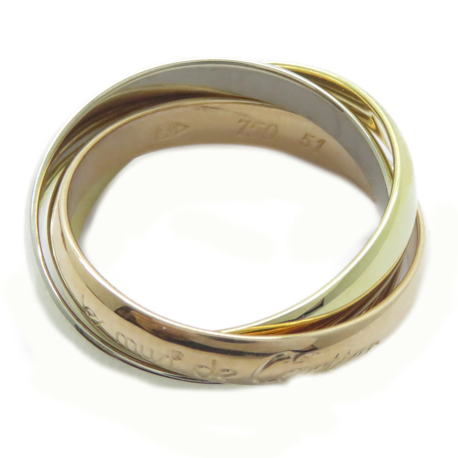 CARTIER 18K黃金/白金/玫瑰金Les Must De Trinity戒指Cartier#51/US#6