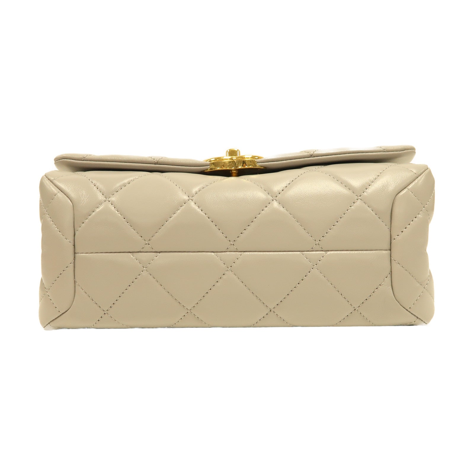 CHANEL 菱格羊皮皮革Shoulder Bag金扣手挽肩背兩用袋灰色