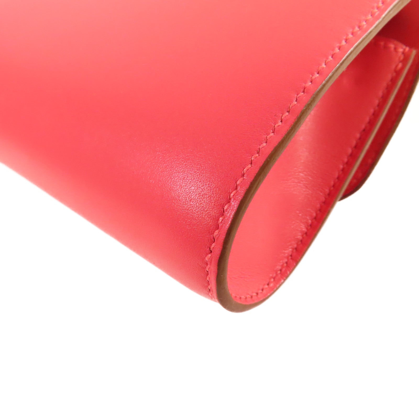 HERMES Swift皮革Egee Clutch Bag金扣手拿包8W Rose Azalee/玫瑰杜鵑粉色