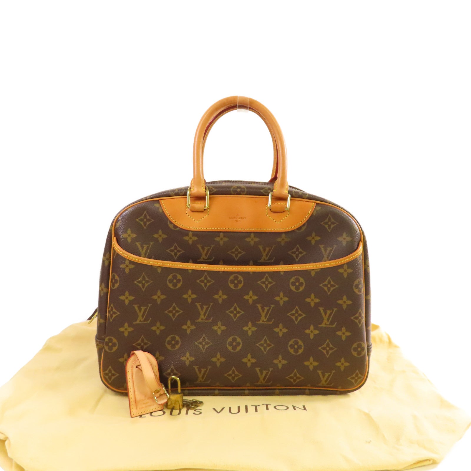 LOUIS VUITTON 【激減優惠】Monogram Deauville GM Handbag金扣手挽袋啡色