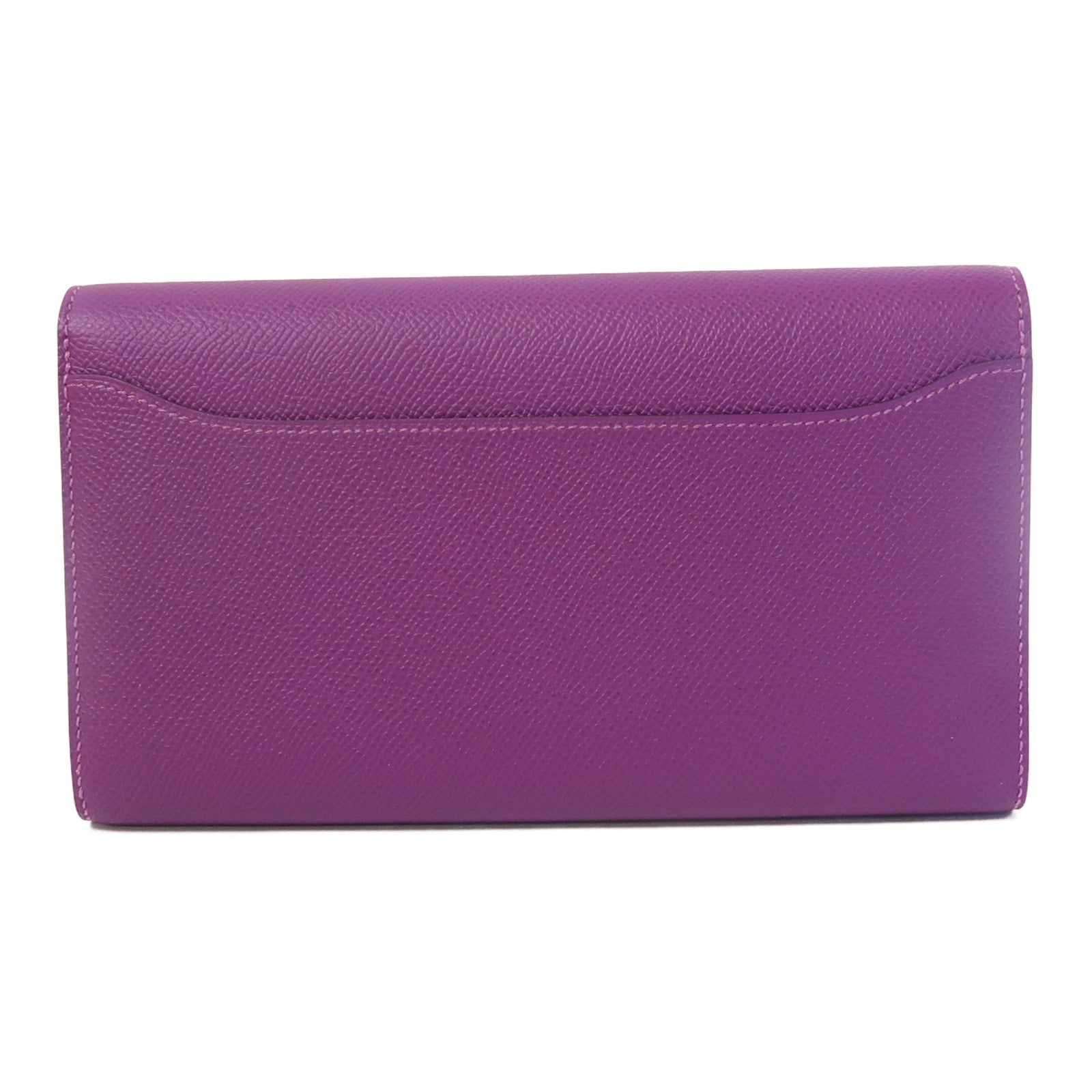 HERMES Epsom皮革Constance Long Wallet銀扣長錢包Anemone/紫色