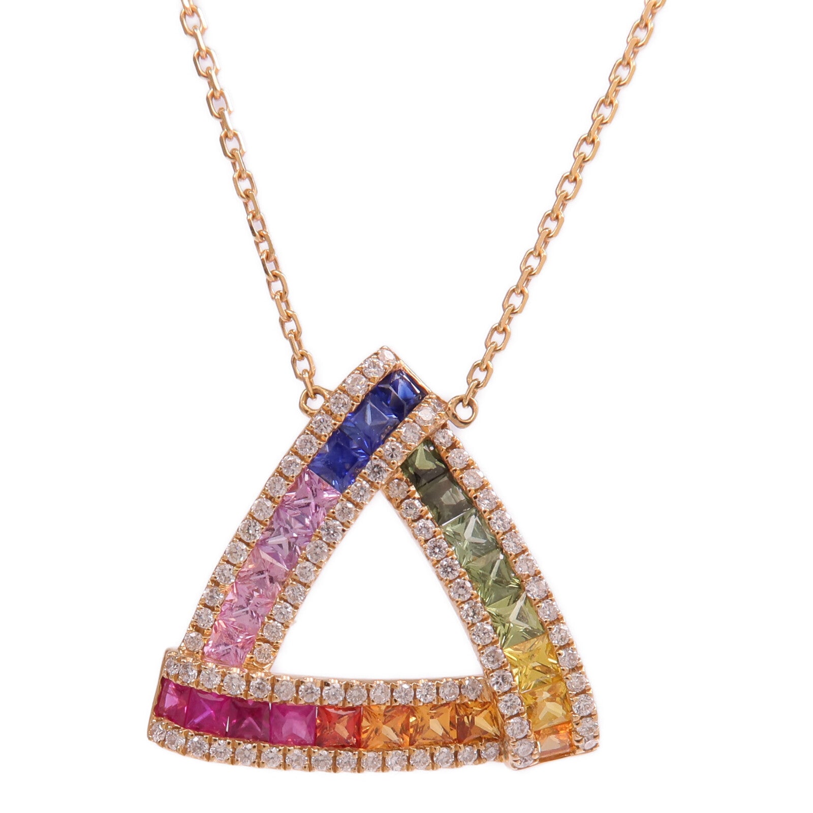 JEWELRY 18K玫瑰金Sapphire Diamond Necklace彩色藍寶石/鑽石項鍊