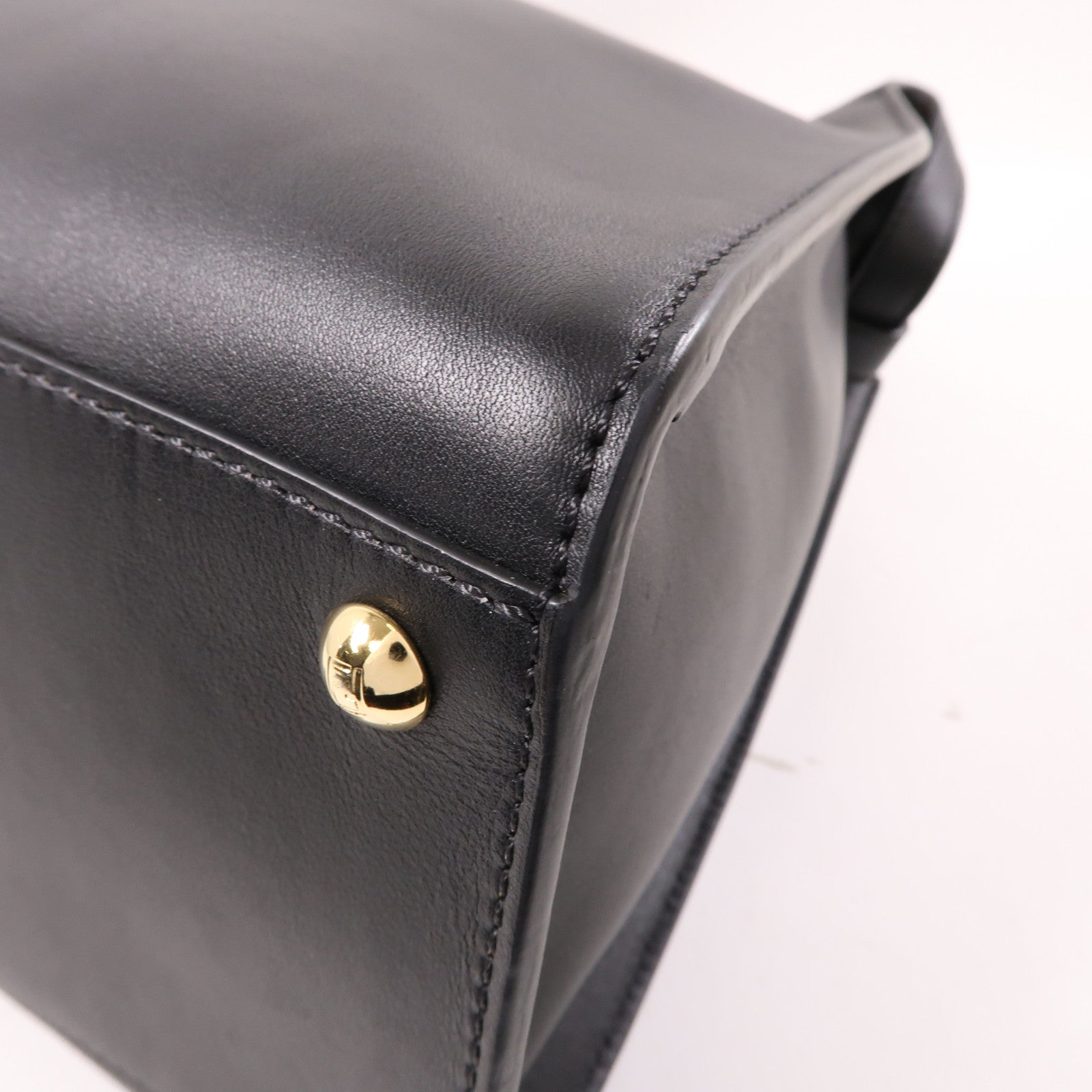 FENDI GHW Peekaboo Shoulder Bag Handbag 8BN304A5E8 Calfskin Leather Black