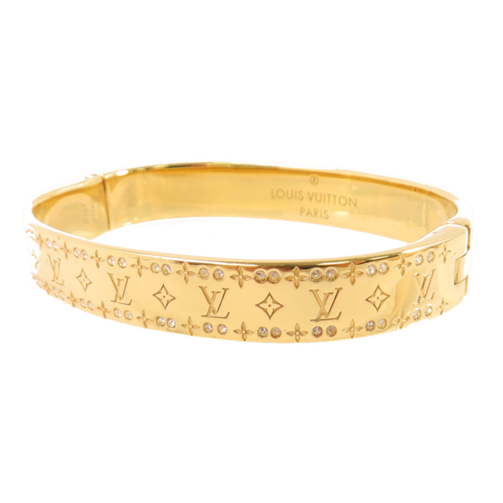 LOUIS VUITTON 金屬/水鑽Nanogram Strass Bracelet S金扣手镯