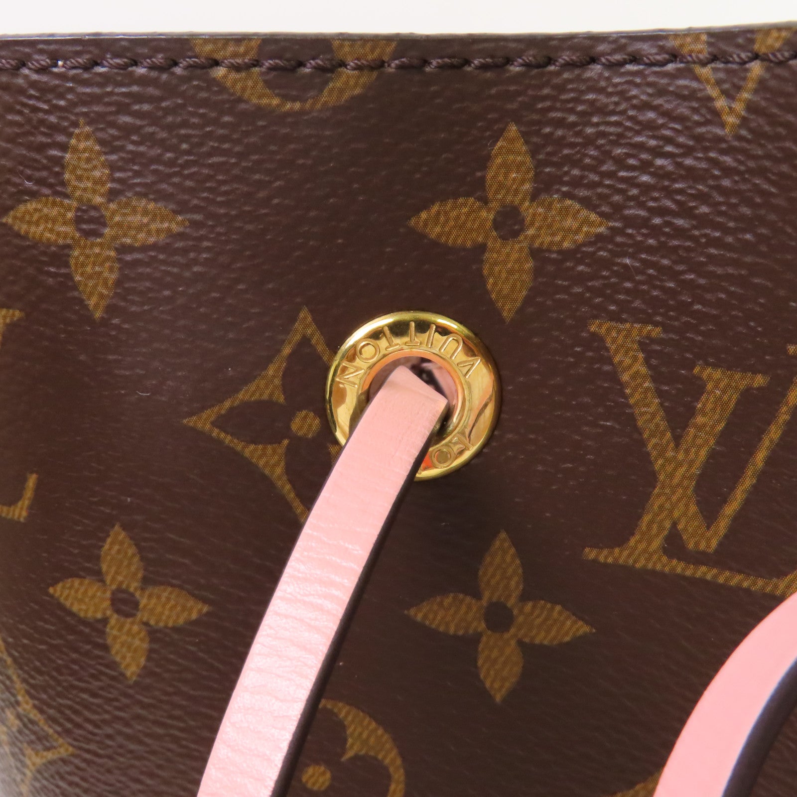 LOUIS VUITTON Monogram NeoNoe MM Shoulder Bag金扣肩背袋啡色/粉紅色