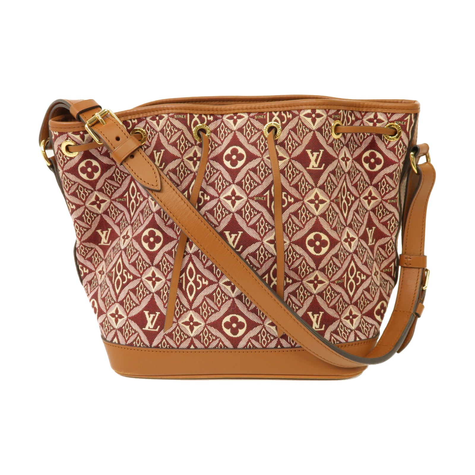 LOUIS VUITTON 【激減優惠】Monogram Jacquard 1854 Petit Noe金扣肩背袋紅色