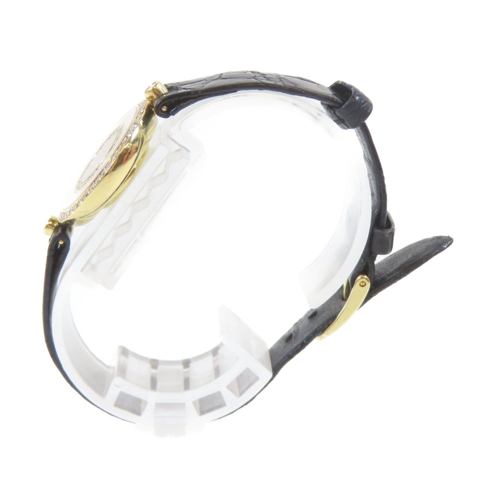 Chopard Happy Diamonds18K黃金/皮革手錶石英機芯金色#16cm