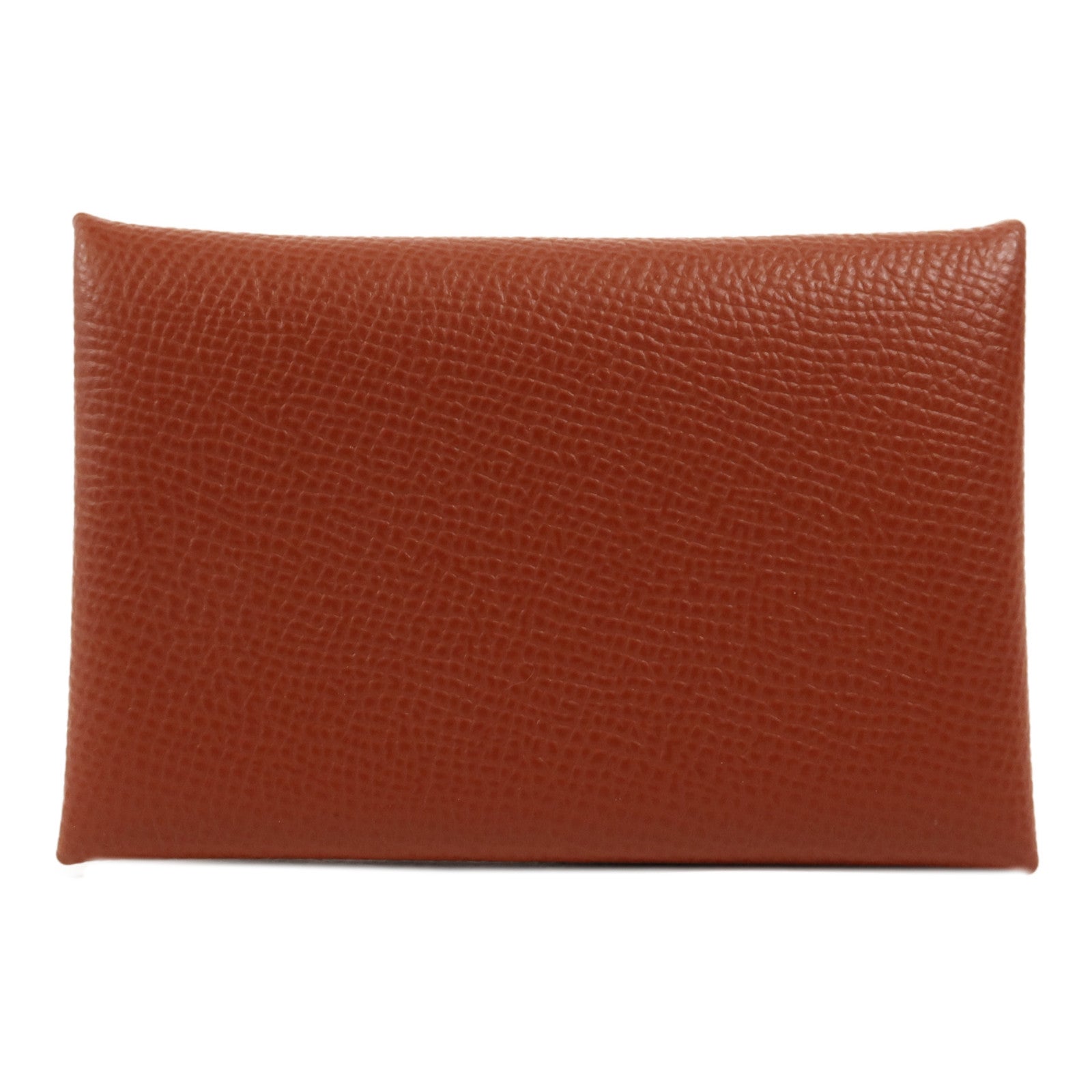 HERMES 【激減優惠】Epsom皮革Calvi銀扣卡片套Rouge Venitien