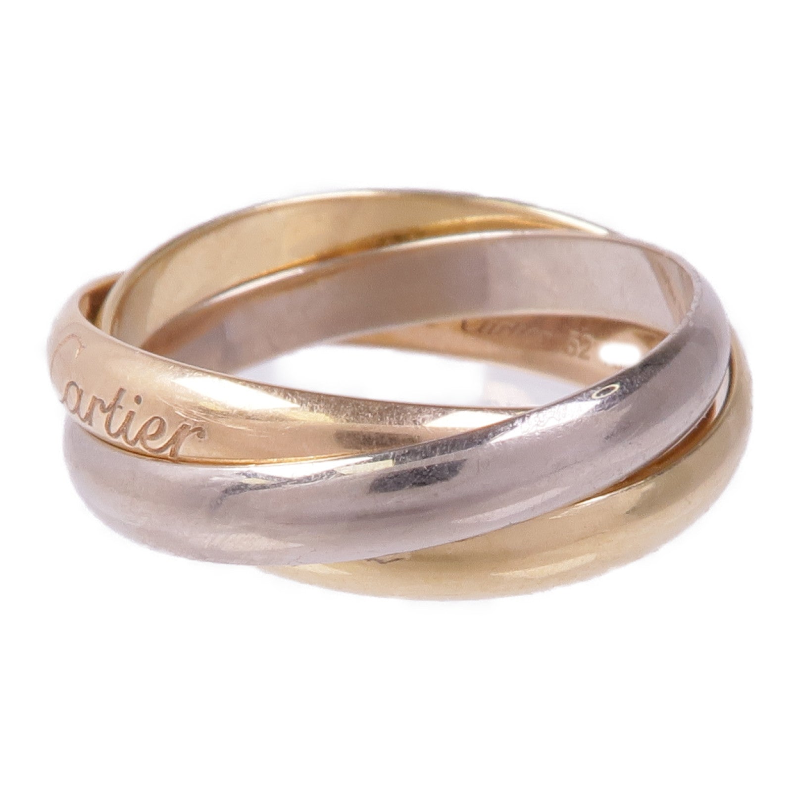 CARTIER 18K黃金/白金/玫瑰金Trinity戒指Cartier#52/US#6