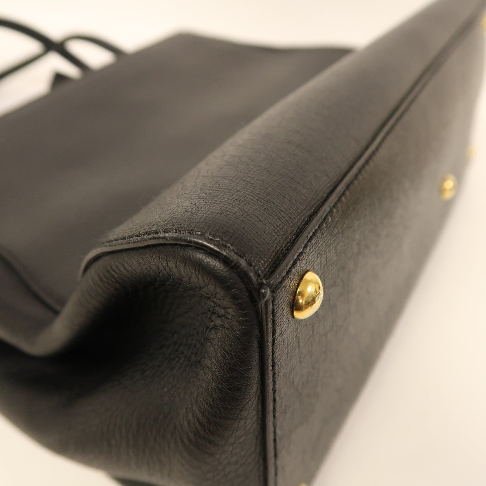 FENDI 牛皮皮革2 Jours金扣手挽肩背兩用袋黑色