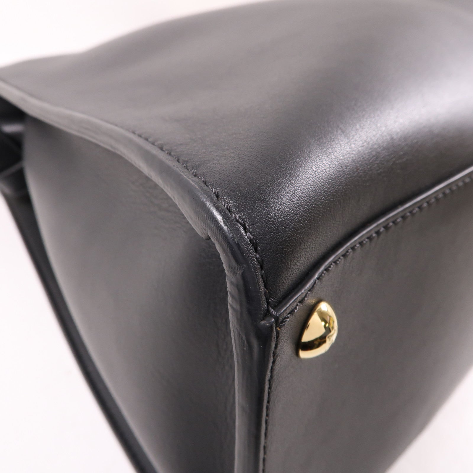 FENDI GHW Peekaboo Shoulder Bag Handbag 8BN304A5E8 Calfskin Leather Black