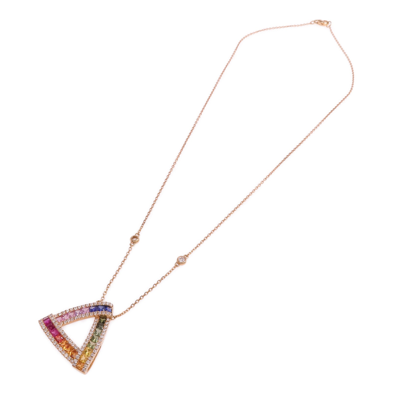 JEWELRY 18K玫瑰金Sapphire Diamond Necklace彩色藍寶石/鑽石項鍊
