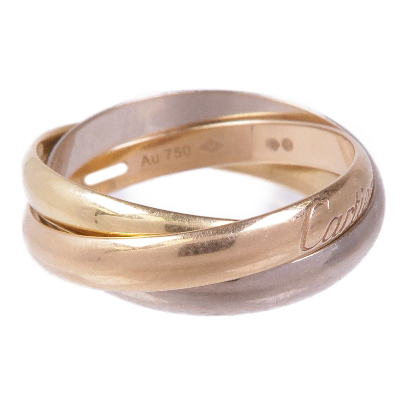 CARTIER 18K黃金/白金/玫瑰金Trinity戒指Cartier#52/US#6