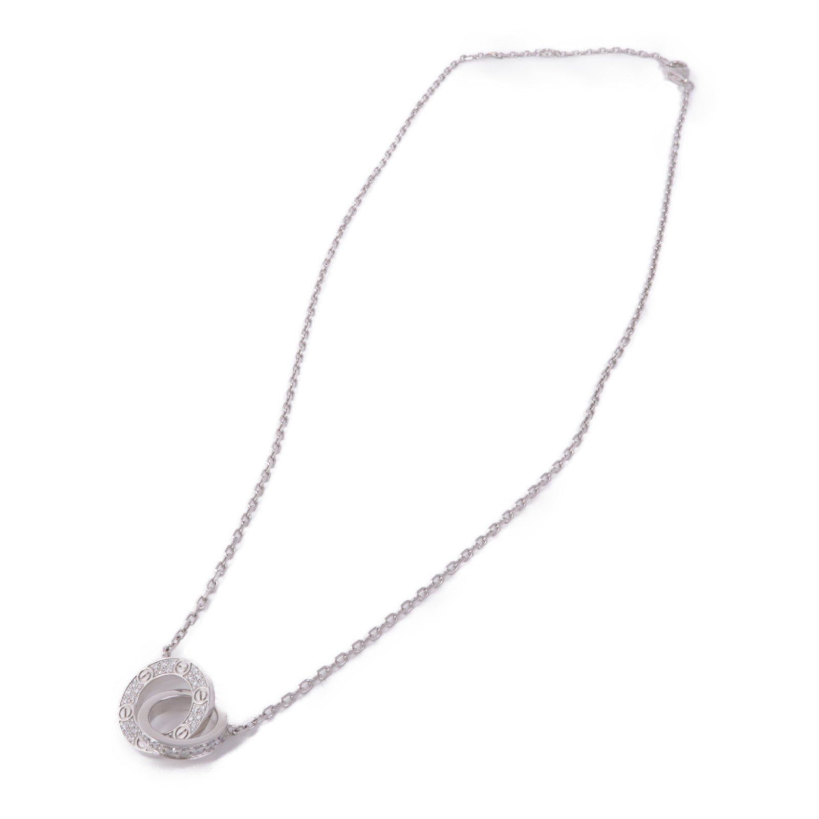 CARTIER 18K白金Love Diamond Necklace鑽石項鍊