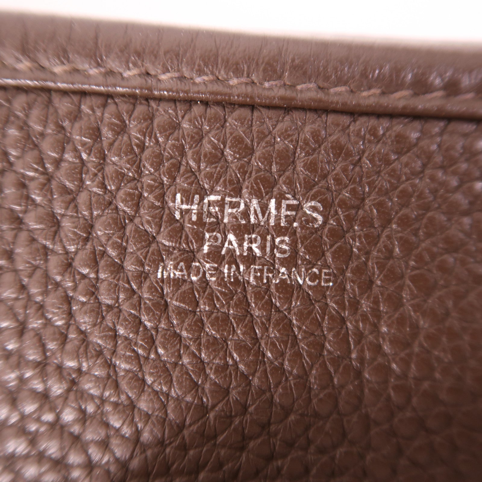 HERMES Clemence皮革Evelyne PM銀扣肩背袋Moka