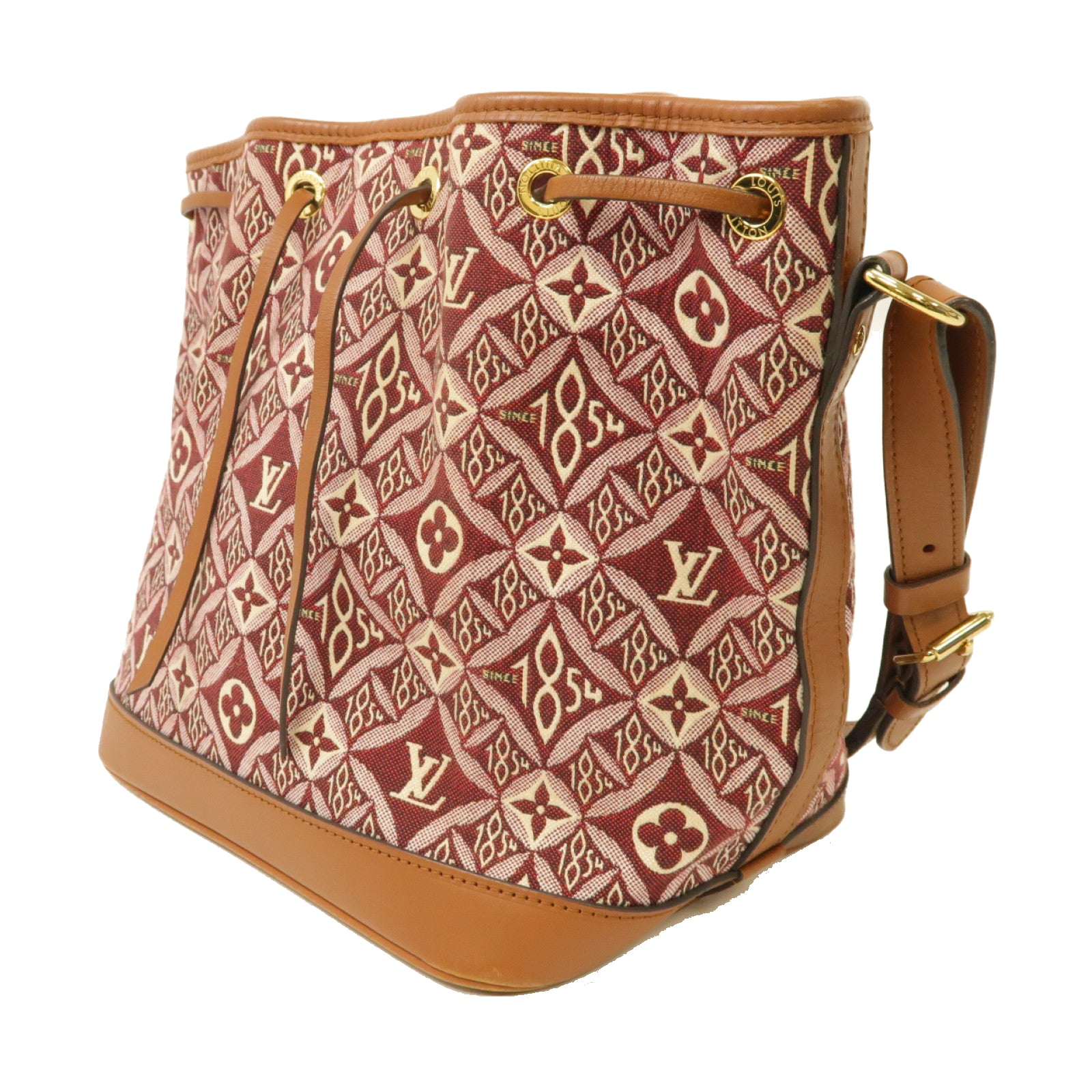 LOUIS VUITTON 【激減優惠】Monogram Jacquard 1854 Petit Noe金扣肩背袋紅色