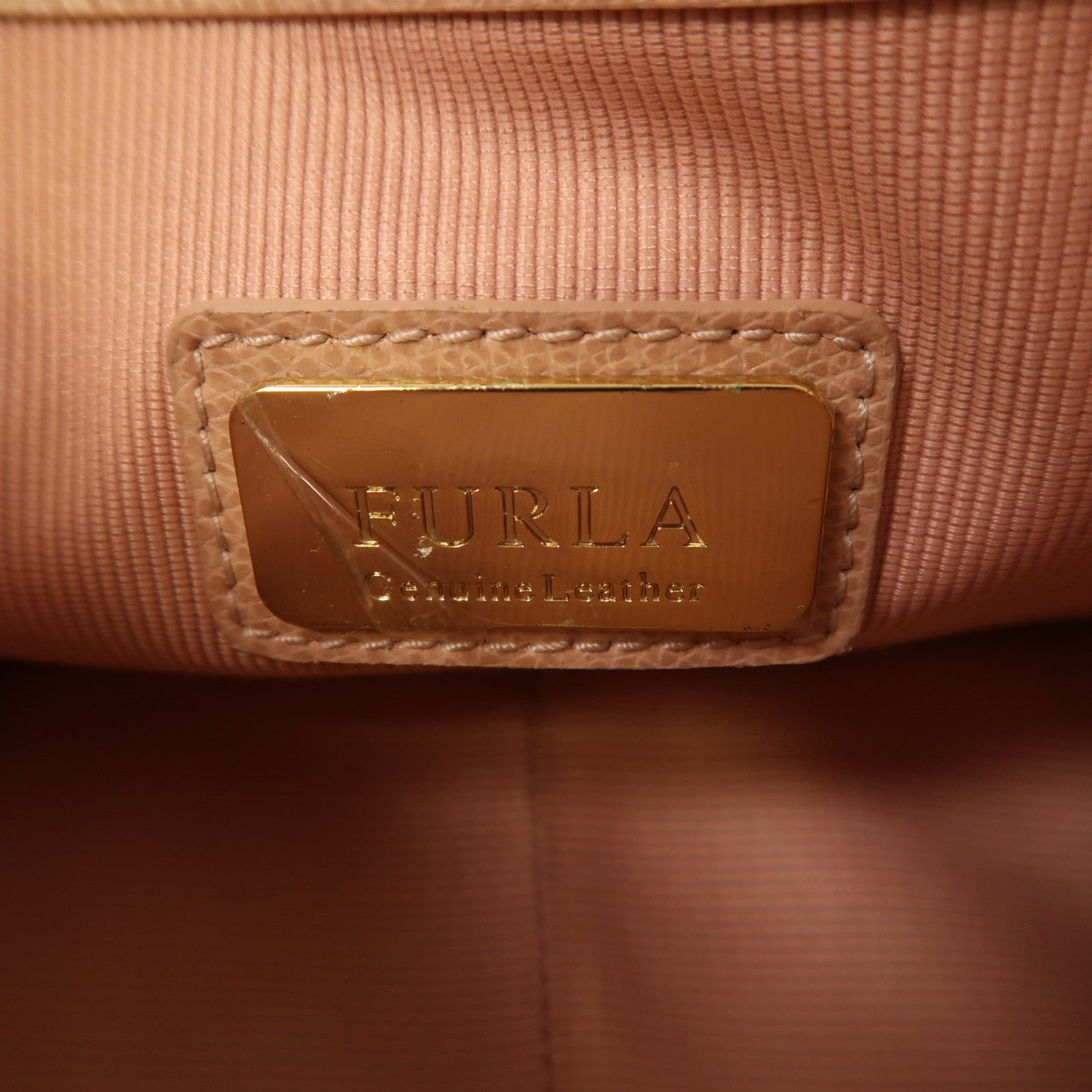 Furla 牛皮皮革Chain Shoulder金扣鏈帶肩背袋粉紅色