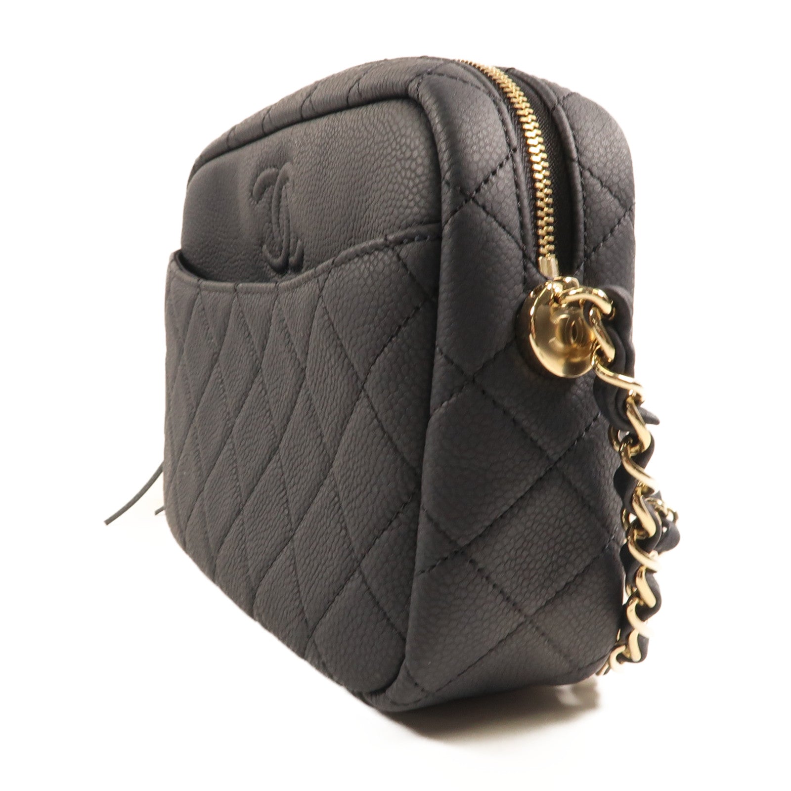 CHANEL 牛皮皮革Chain Shoulder金扣鏈帶肩背袋